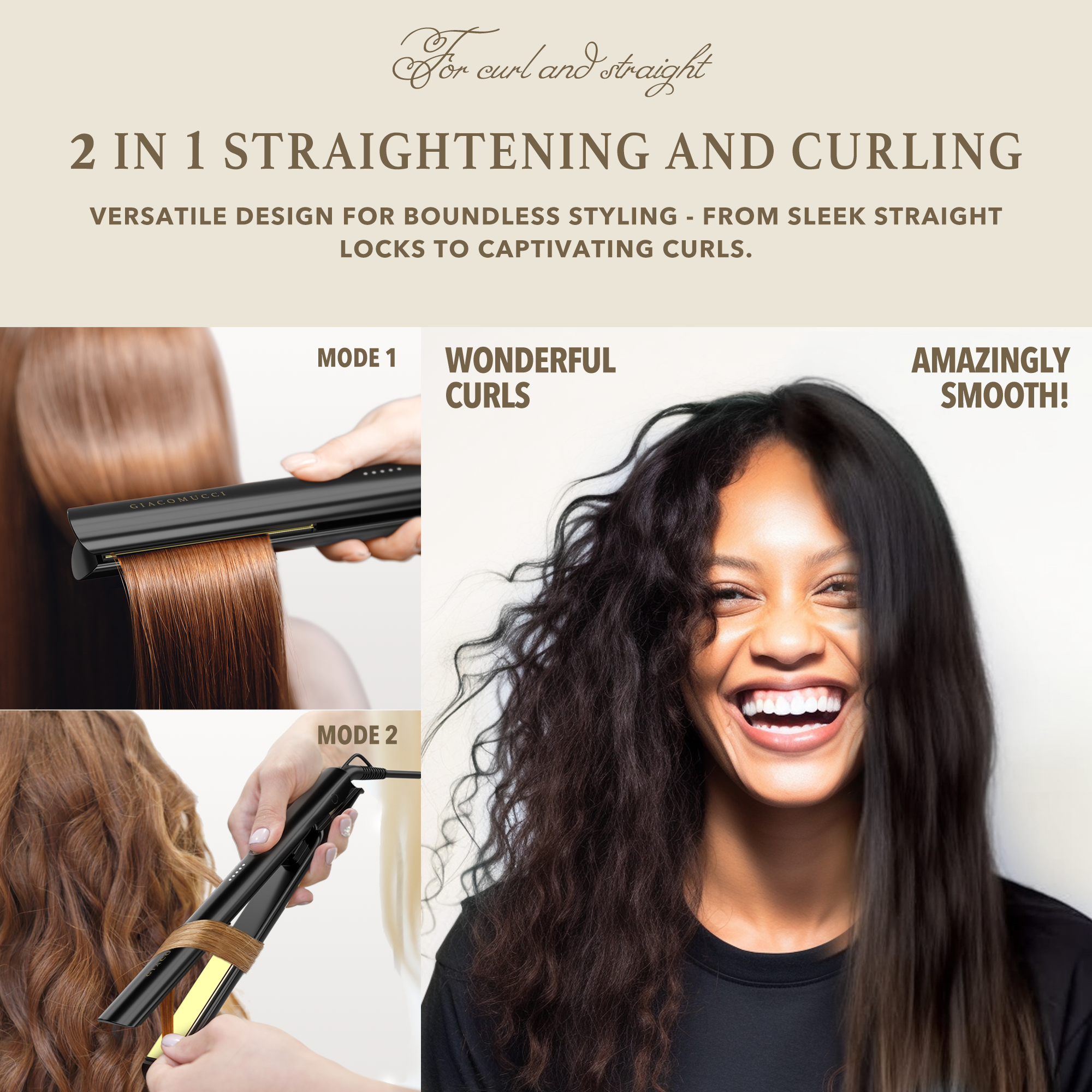 Giacomucci Titanelli 2 in 1 Titanium Hair Straightener and Curler (Black) - Image 4