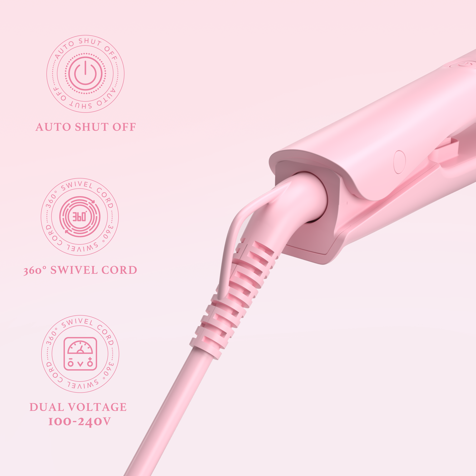 Giacomucci Titanelli 2 in 1 Titanium Hair Straightener and Curler (Pink) - Image 7