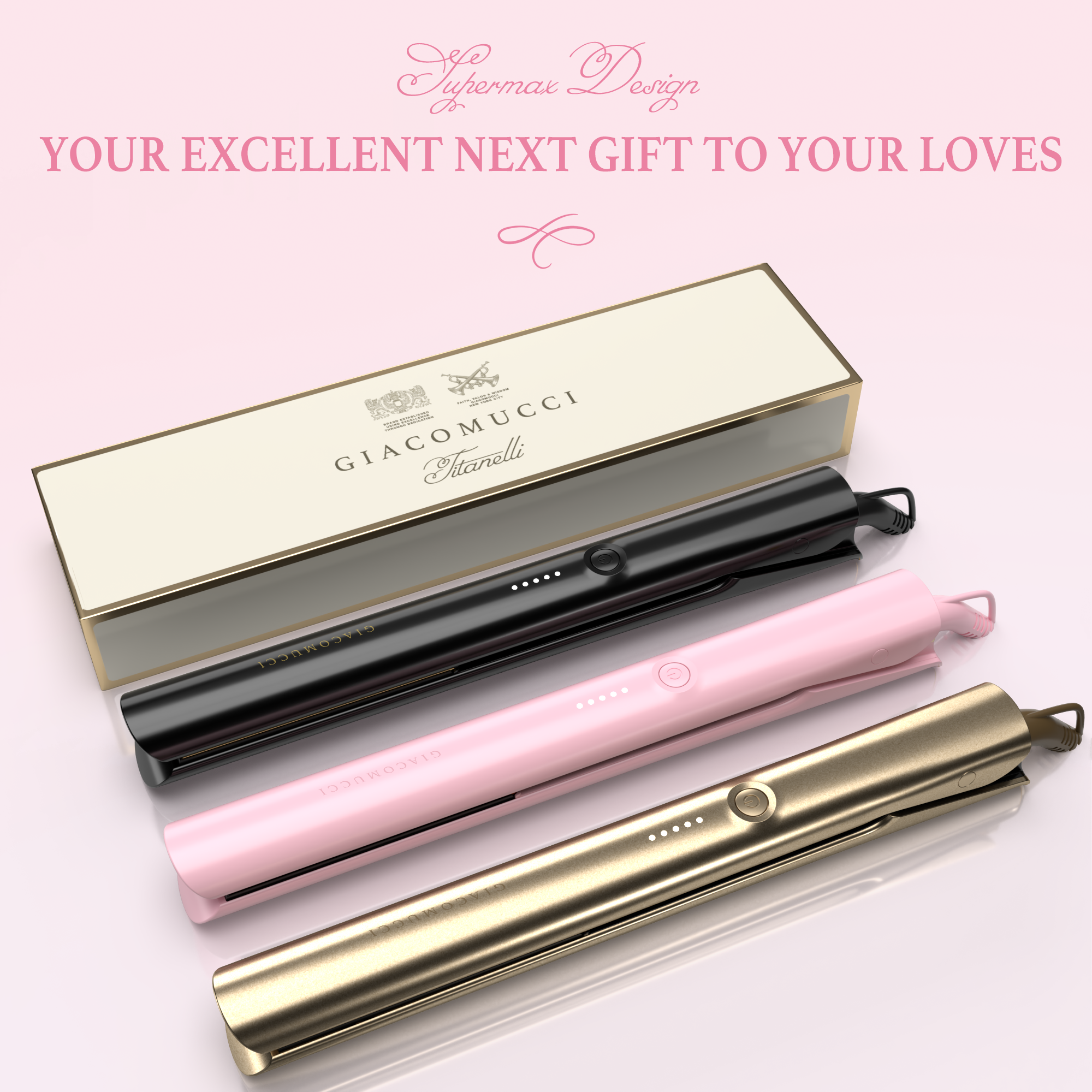 Giacomucci Titanelli 2 in 1 Titanium Hair Straightener and Curler (Pink) - Image 9