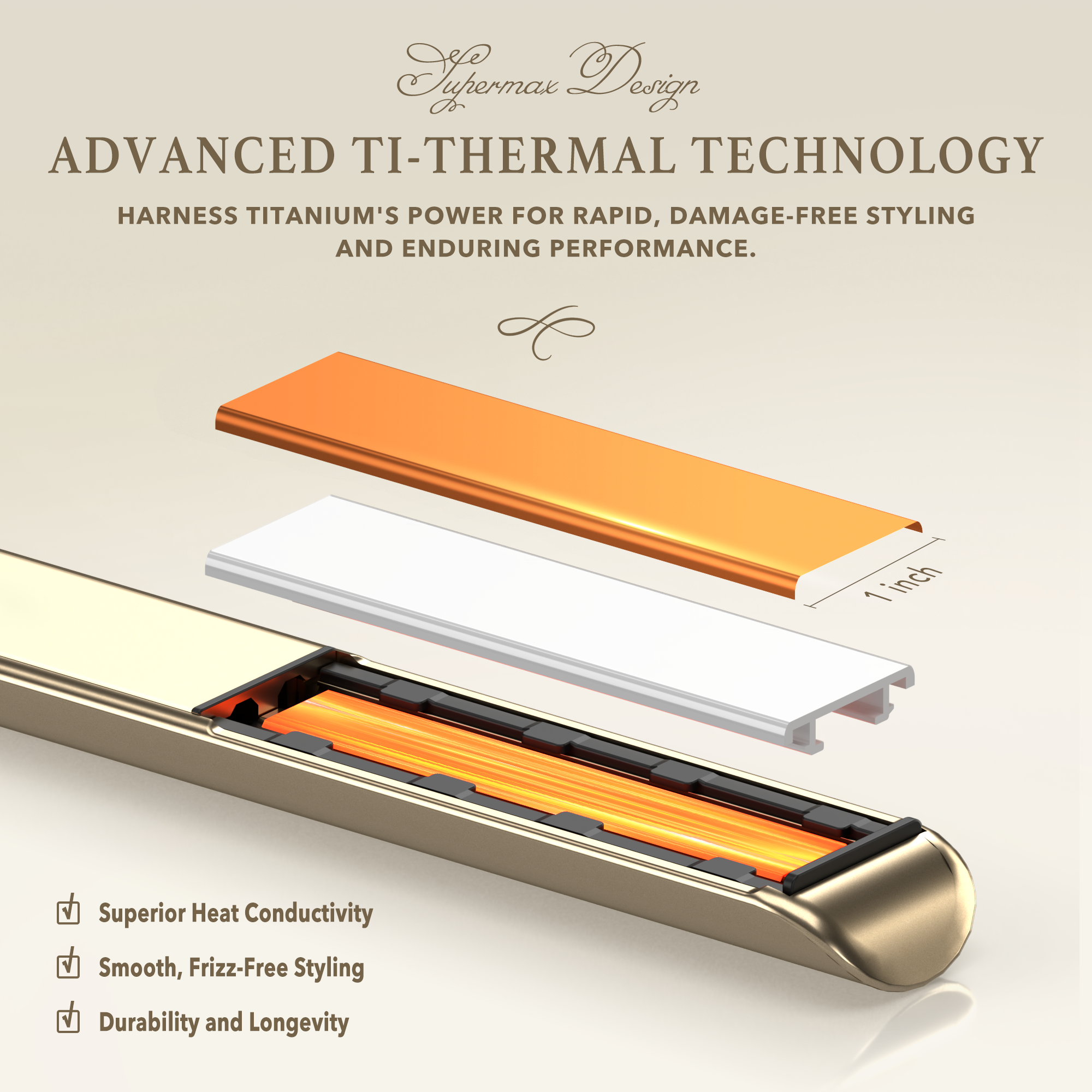 Giacomucci Titanelli 2 in 1 Titanium Hair Straightener and Curler (Gold) - Image 2