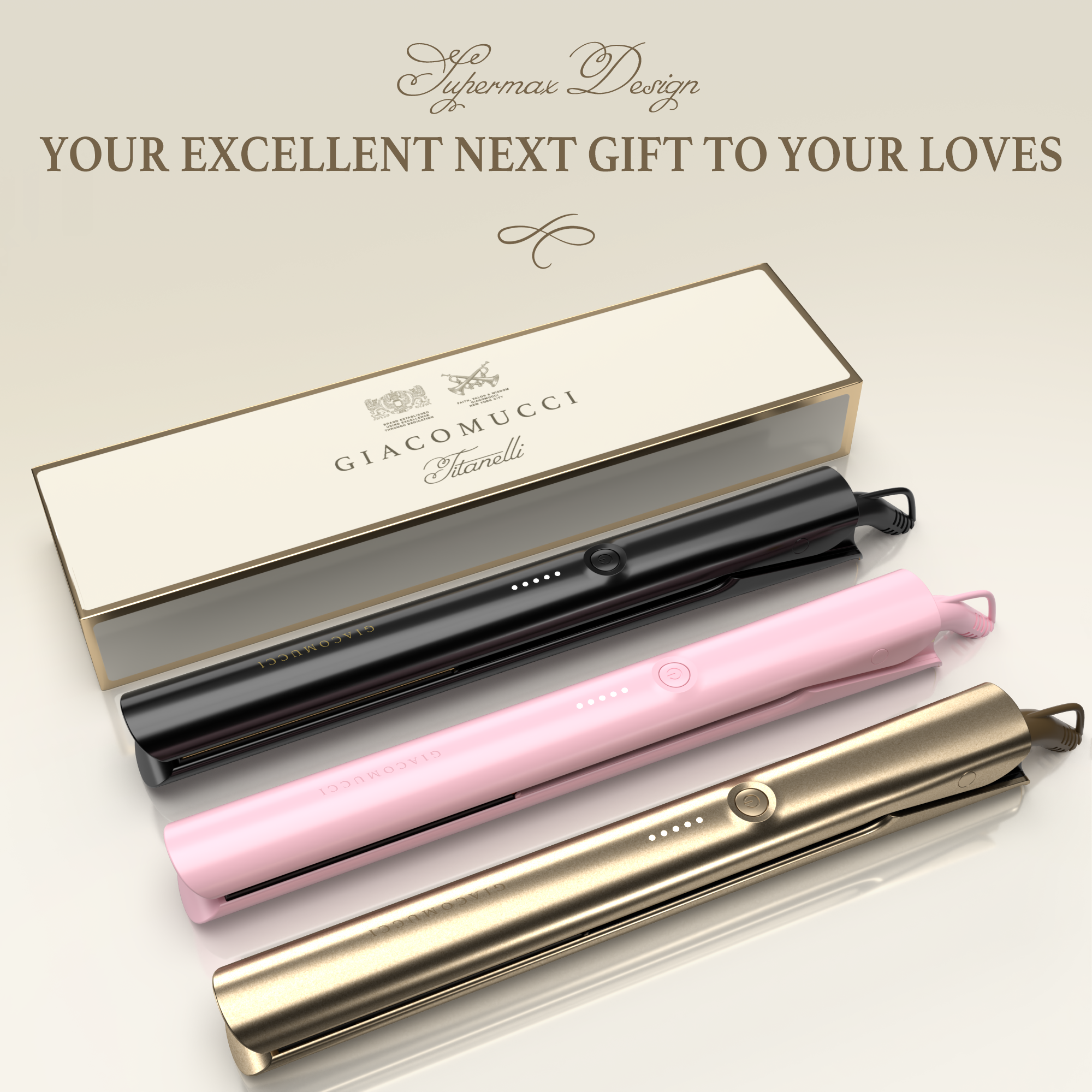 Giacomucci Titanelli 2 in 1 Titanium Hair Straightener and Curler (Gold) - Image 8